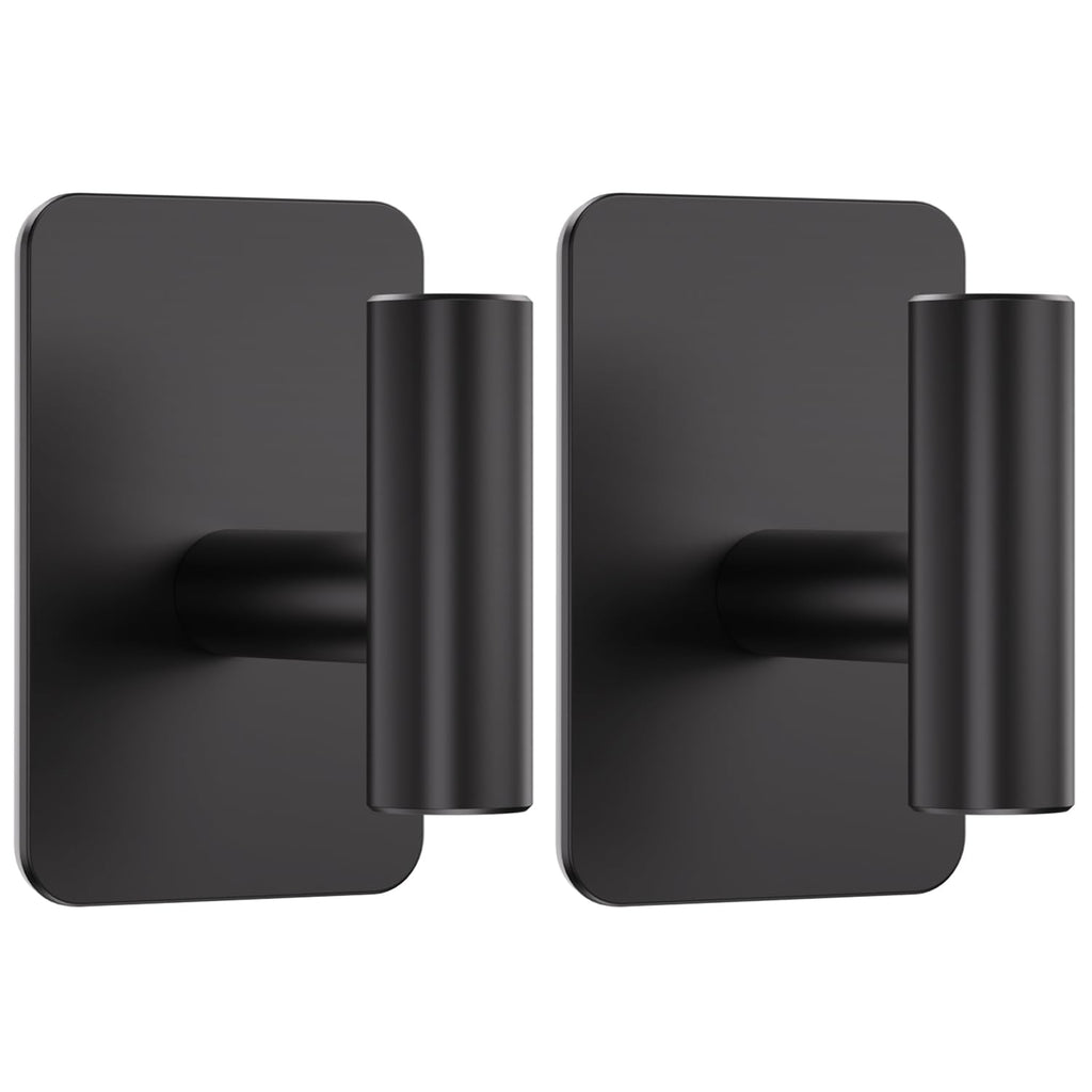 Large Heavy Duty Wall Hooks - 26lb Max, Stainless Steel Adhesive Towel Hooks for Hanging Towel, Coat, Robe, Hat, Sticky Towel Holder for Wall Mount in Bathroom, Shower, Kitchen (Black, 4 Pack)