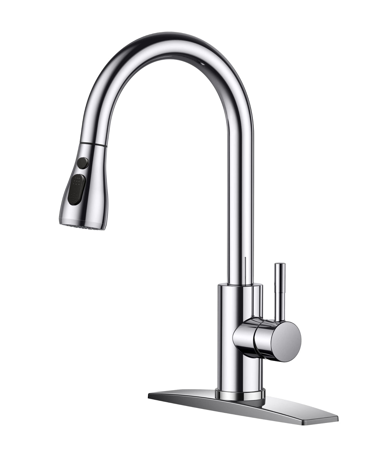 FORIOUS Black Kitchen Faucet with Pull Down Sprayer, High Arc Single Handle