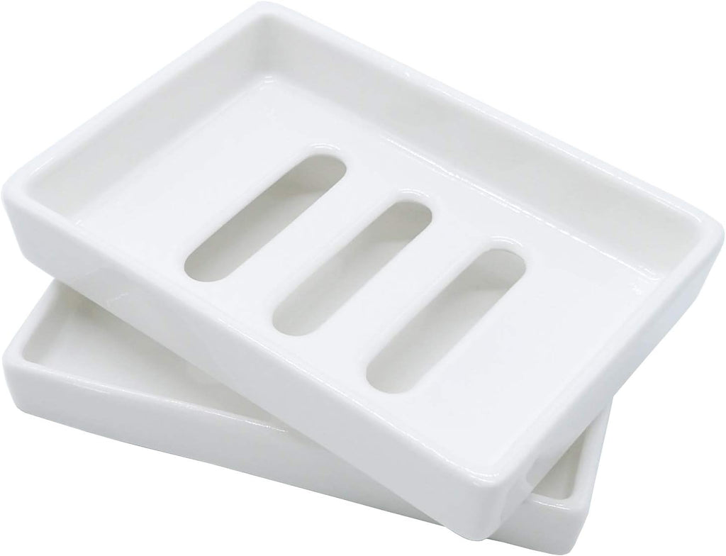 Ceramic Soap Dish Bar Soap Holder Double Layer Soap Tray Draining