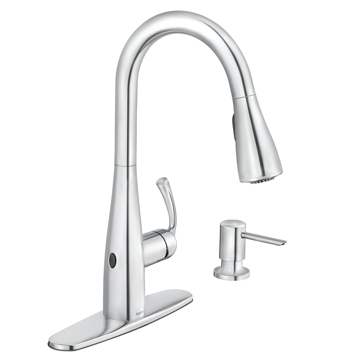 Moen Essie Matte Black One-Handle High Arc Pre-Rinse Spring Pulldown Kitchen Faucet with Power Clean, 87814BL