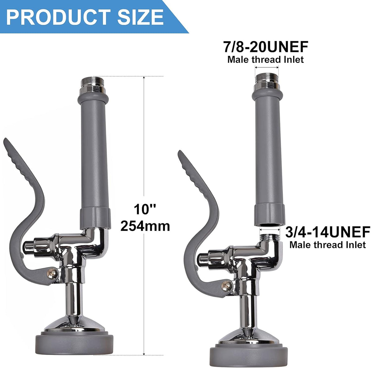 Commercial Sink Sprayer Pre Rinse Sprayer Replacement for Commercial Kitchen Faucet - 1.42 GPM High Pressure Dish Spray Pre Rinse Spray Valve with Handle Chrome Polished (Grey)