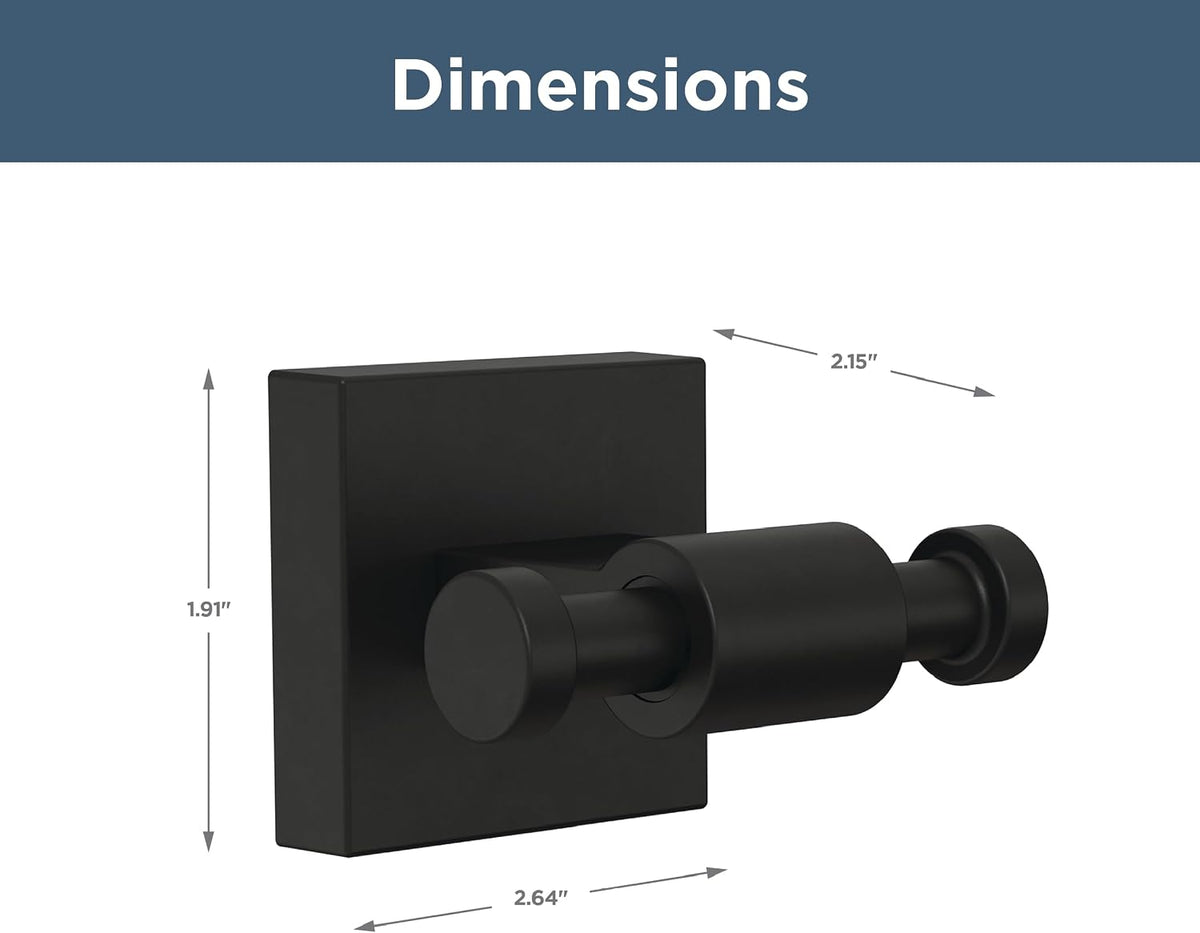 Franklin Brass Maxted (1-Pack) Towel Hooks Matte Black Bathroom Hooks Wall Mounted for Robes & Towels 2-Prong Hand Towel Hook Holder Kitchen, Bath, Bathroom Accessories MAX35-FB