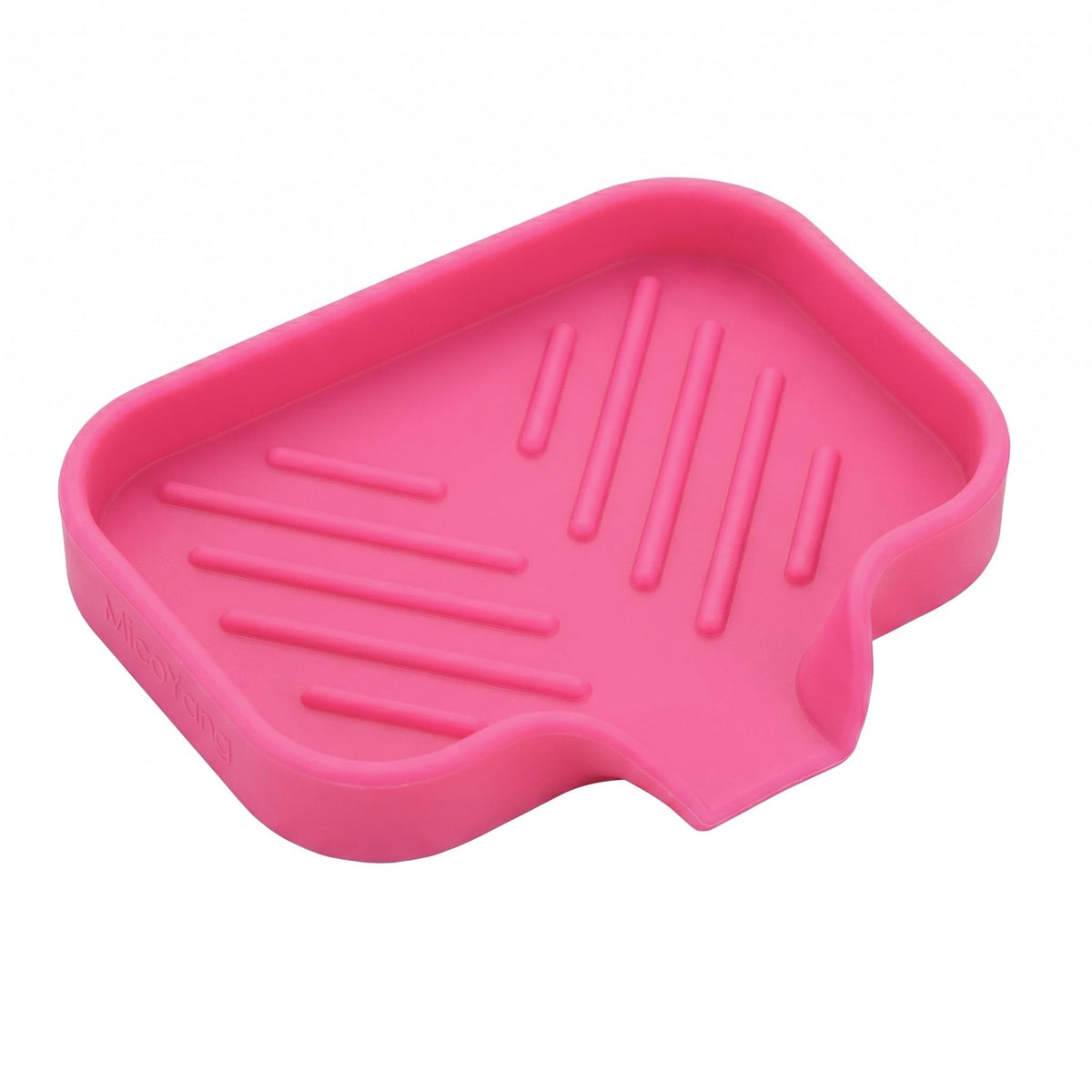 MicoYang Silicone Soap Dish with Drain Spout, Self-Draining Sink Organizer Tray for Bathroom and Kitchen, Sponges, Dispensers and Soap Holder, Non-Slip and Dishwasher Safe, White (Compact, 4.9"×3.2")