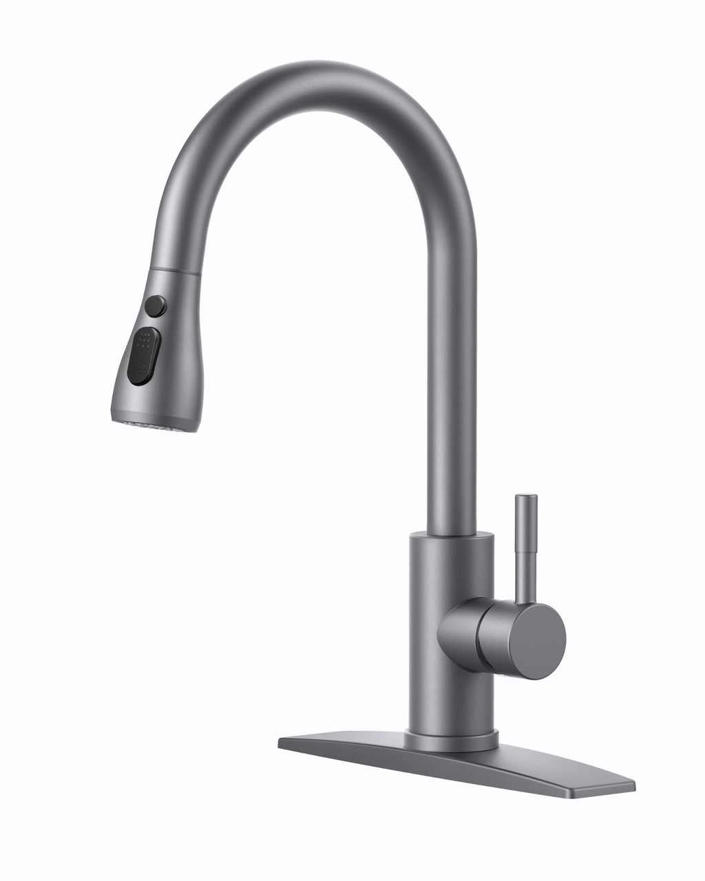 FORIOUS Black Kitchen Faucet with Pull Down Sprayer, High Arc Single Handle