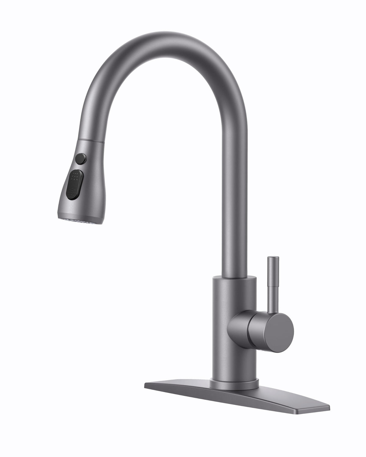 FORIOUS Black Kitchen Faucet with Pull Down Sprayer, High Arc Single Handle