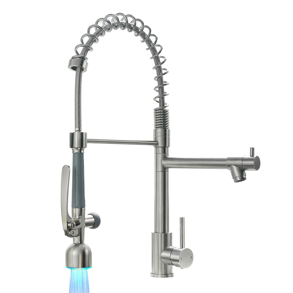 Fapully Commercial Kitchen Faucet,Wall Mount Kitchen Sink Faucet with Pre-Rinse Pull Down Sprayer,25‘’ Height 8'' Center 3 Compartment Sink Faucets with 12.2'' Swing Spout Chrome