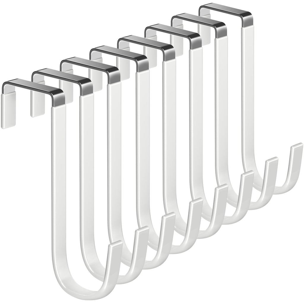 Mars-Rock Single Over Door Steel Hooks 4 Pack Fit 1-3/8" Door 5.5" White
