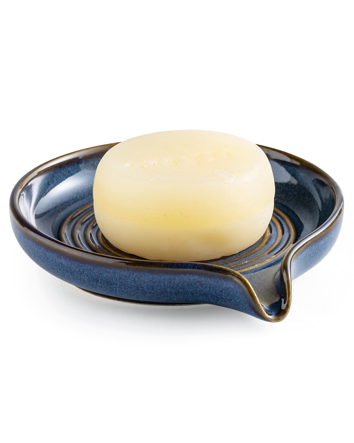 Zoeeker Self Draining Soap Dish, Ceramic Soap Holder with Waterfall Design
