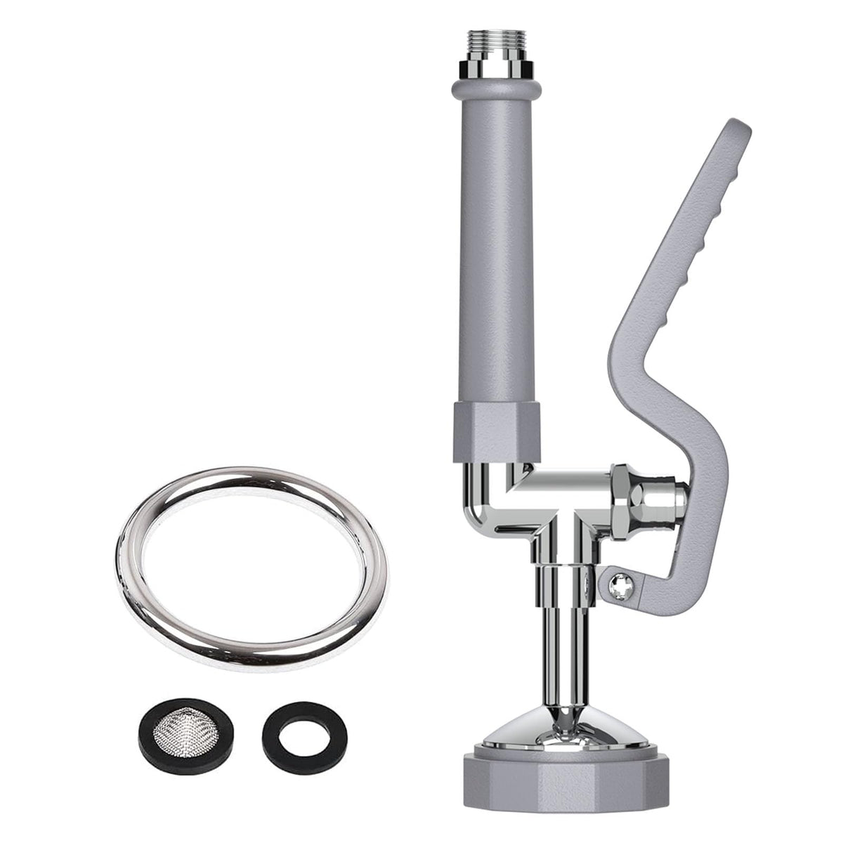 Commercial Sink Sprayer Pre Rinse Sprayer Replacement for Commercial Kitchen Faucet - 1.42 GPM High Pressure Dish Spray Pre Rinse Spray Valve with Handle Chrome Polished (Grey)