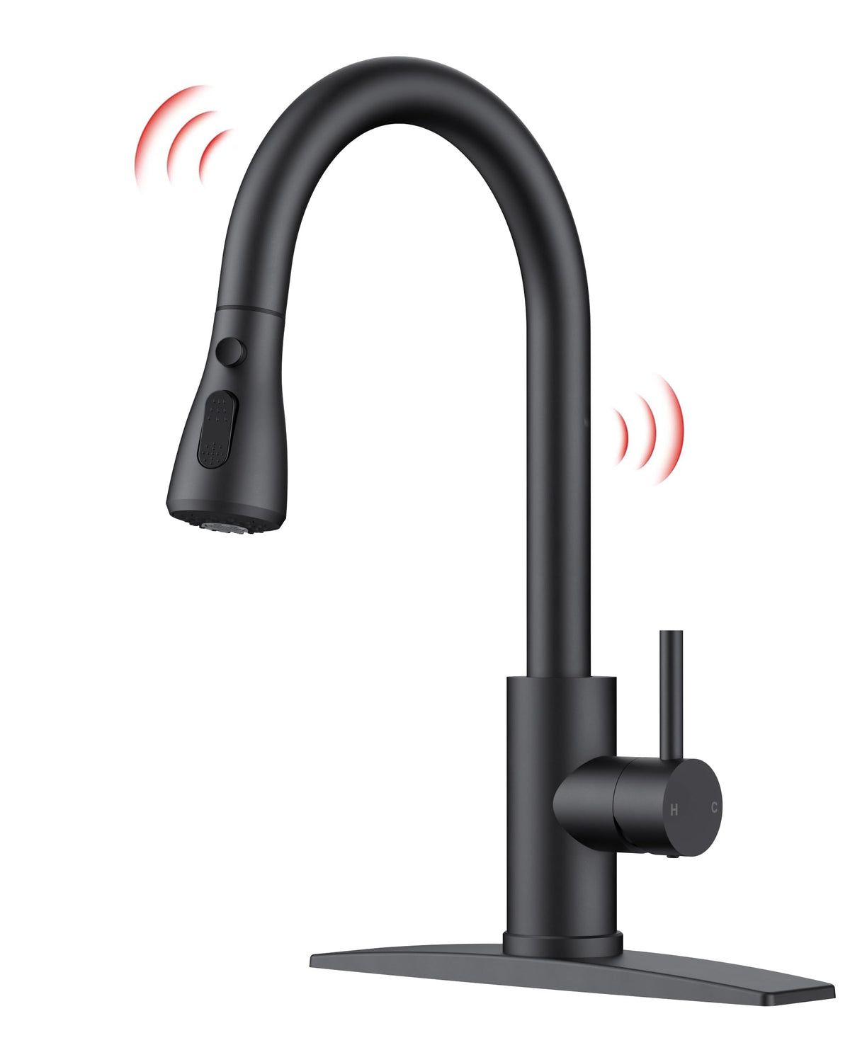 FORIOUS Black Kitchen Faucet with Pull Down Sprayer, High Arc Single Handle