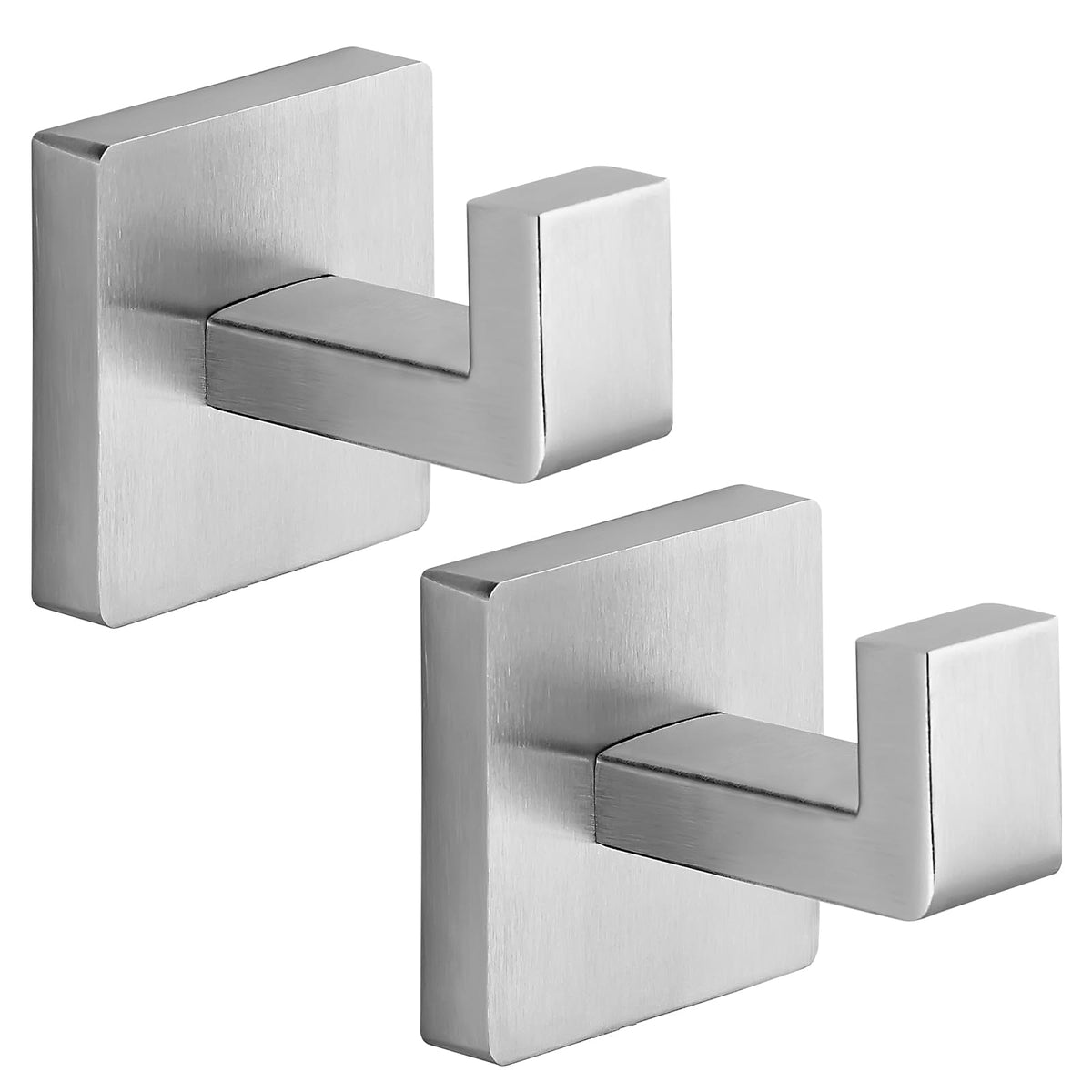 Heavy Duty Stainless Steel Towel Hooks, Wall Mounted Square Robe Hooks for Bathroom, Kitchen, Bedroom, Hotel Matte Black 2 Pack