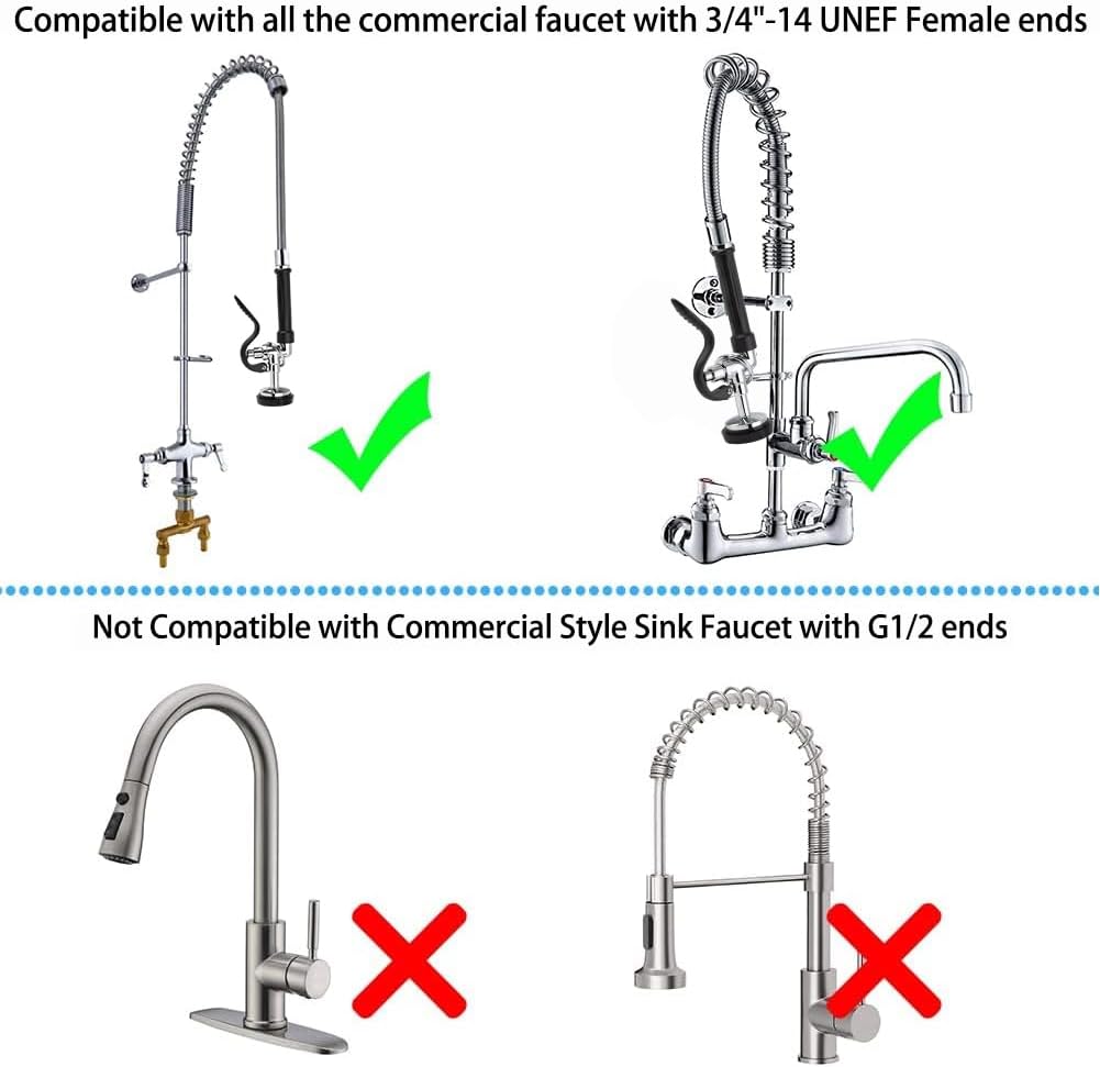 Pre Rinse Sprayer Valve Fits for T&S Brass Spray Valve Replace B-0107, High-Pressure Commercial Pre Rinse Spray Head Dish Sprayer Replacement Kit for Restaurant Industrial Faucets - Black