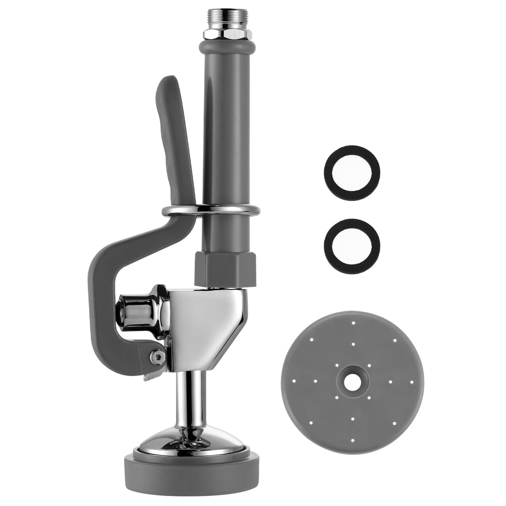Pre Rinse Sprayer with Gray Handle Rubber Nozzles, 1.42 GPM High Pressure Pull Down Spray Head, 7/8-20UNEF Connector Handheld Dish Sprayer Nozzle Replacement Part for Commercial Sink Faucet