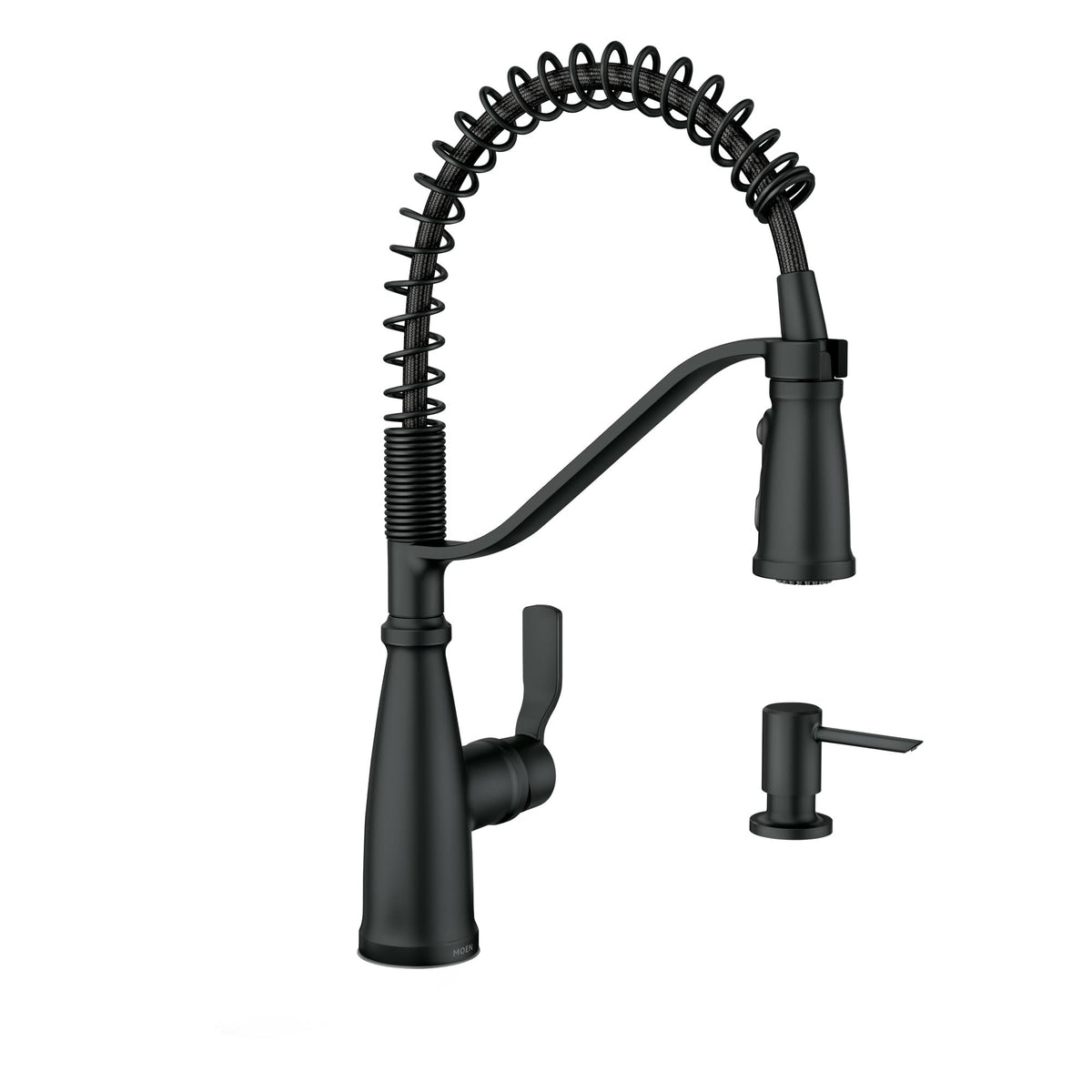 Moen Nolia Chrome One-Handle Pre-Rinse Spring Kitchen Faucet with Pull Down Sprayer, Single Hole Kitchen Sink Faucet with Soap Dispenser, 87886