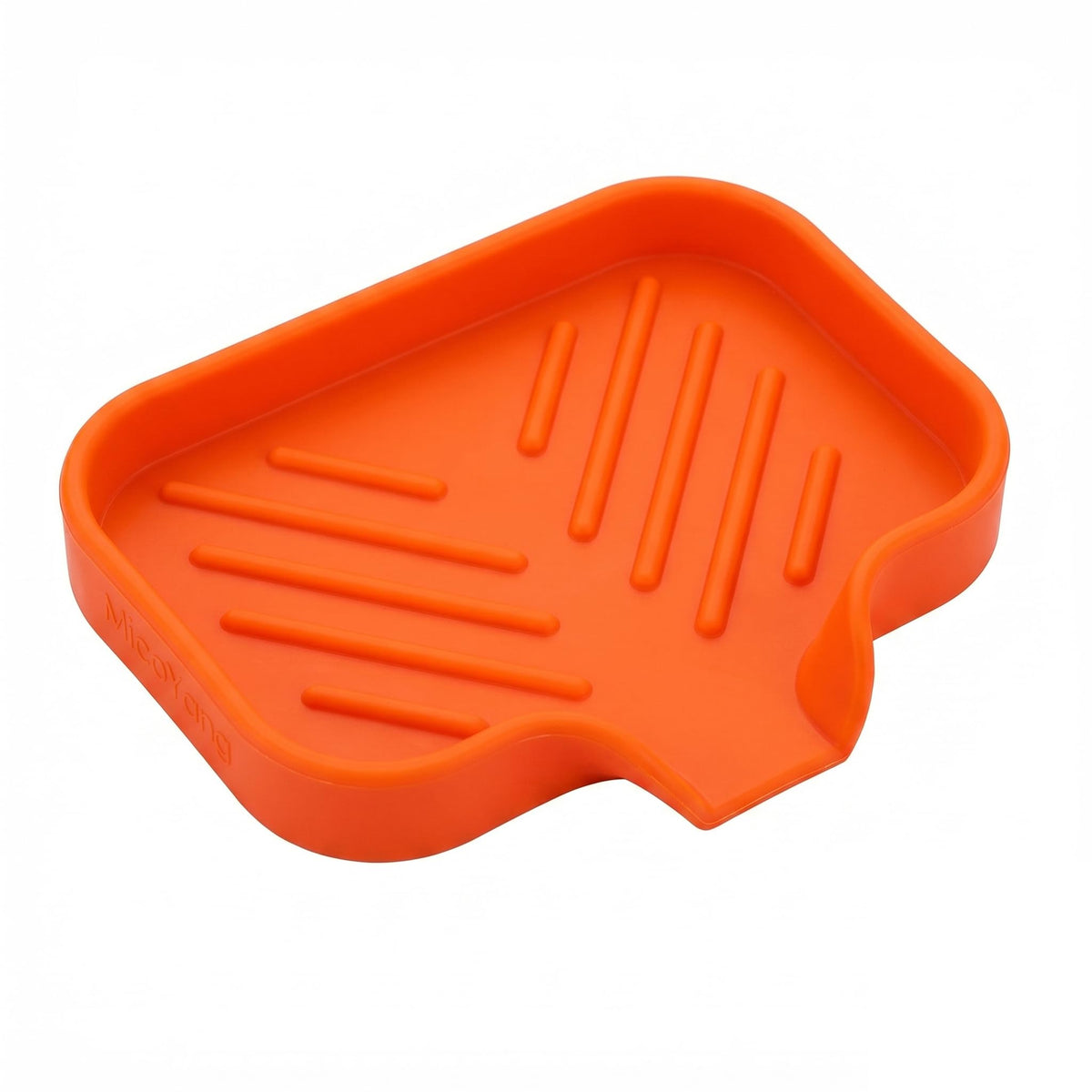 MicoYang Silicone Soap Dish with Drain Spout, Self-Draining Sink Organizer Tray for Bathroom and Kitchen, Sponges, Dispensers and Soap Holder, Non-Slip and Dishwasher Safe, White (Compact, 4.9"×3.2")