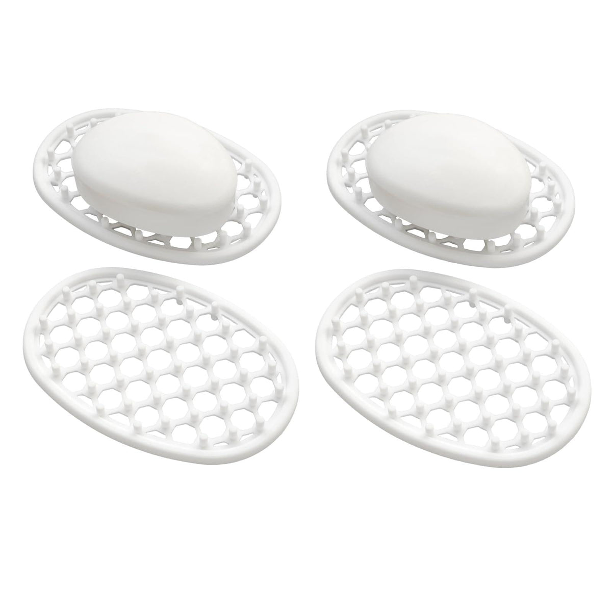 2 Pack Soap Dish for Shower, Non-Slip Silicone Bar Soap Holder with Efficient Drainage Holes for Bathroom Sink, Self Draining Soaps Saver Pad for Shower Niche, Shelf (White- 2Pcs)