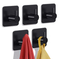 Auxmir Heavy Duty Adhesive Hooks, 5 Pack Stainless Steel Hooks 22 lb, Black