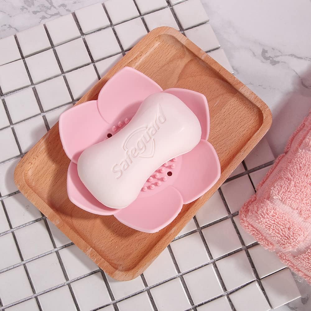 2 Pack Silicone Soap Tray Dishes Soap Holder Saver Draining Bathroom Shower Sink Bathtub