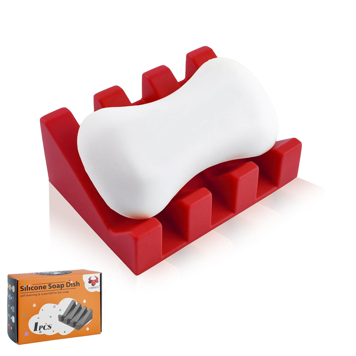 Self Draining Soap Dish Holder,Silicone Soap Dish,for Bathroom,Kitchen, Sponges，Can Extend Soap Life，Keep Soap Bars Dry and Easy Cleaning (White,1-Pack)