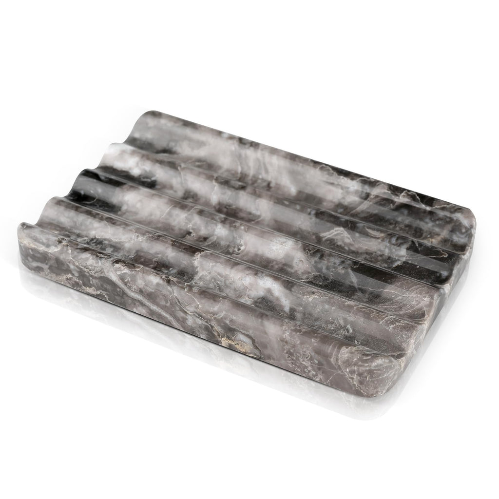 Karibiber Marble Soap Dish, Large Stone Bar Soap Holder Shower, Green Bathroom Soaps Saver, Easy Cleaning Natural Stone Sponge Holder for Kitchen Sink, Executive Jewelry Ring Tray