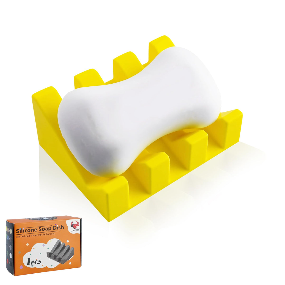 Self Draining Soap Dish Holder,Silicone Soap Dish,for Bathroom,Kitchen, Sponges，Can Extend Soap Life，Keep Soap Bars Dry and Easy Cleaning (White,1-Pack)