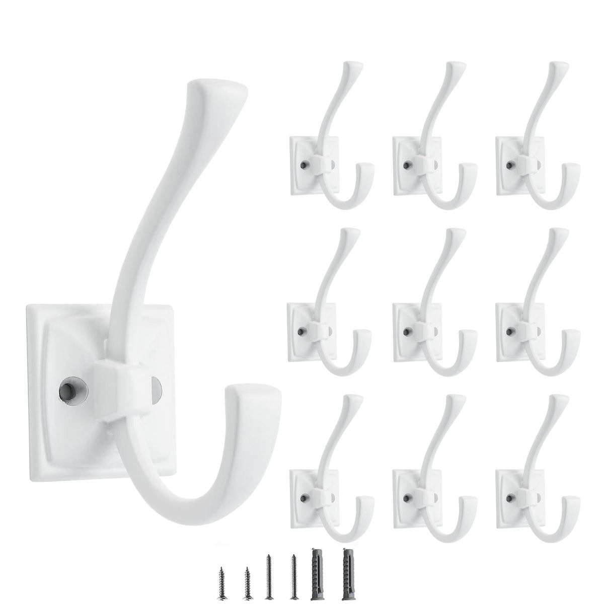 5 Pack Decorative Heavy Duty Towel Hooks for Hanging Robe Double Oil Rubbed Bronze Coat Hooks Wall Mounted with Screws for Key, Towel, Bags, Cup, Hat