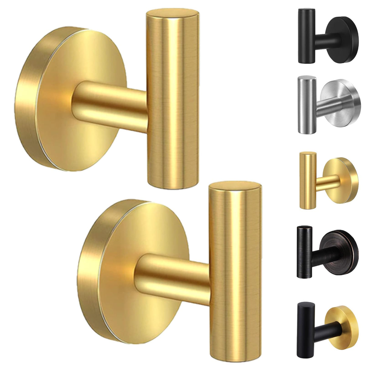 Kruodop Towel Hooks for Bathroom,2 Packs Wall Mount Towel Holder,Black Matte Wall Robe Hook,Stainless Steel Heavy Duty Door Hanger Towel Hook for Kitchen, Bedroom,Hotel,Pool,Coats(Drilling)
