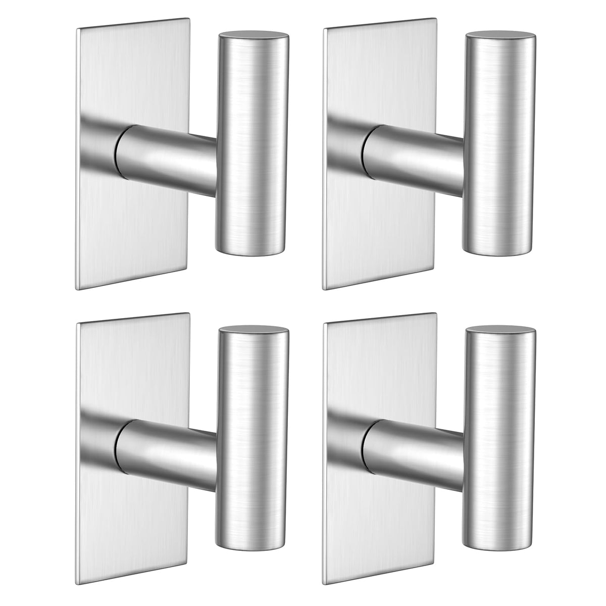 VAEHOLD Wall Towel Hooks, Heavy Duty Sticky Holder Waterproof Towel Hooks for Hanging Coat, Clothes, Closet Hook Wall Mount for Kitchen (Silver, 2 Pack)