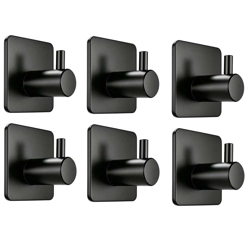 Fotosnow Adhesive Towel Hooks 15lbs Heavy Duty Wall Hooks Waterproof Stainless Steel Hanger for Hanging Coat, Hat, Towel Robe Hook Rack Wall Mount- Bathroom and Bedroom 4-Packs