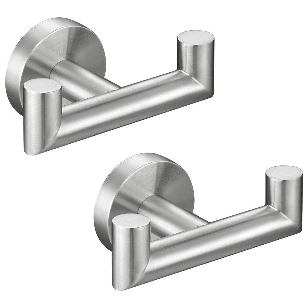 Angle Simple Double Towel Hook for Bathroom, Robe Coat Hook, Matte Black