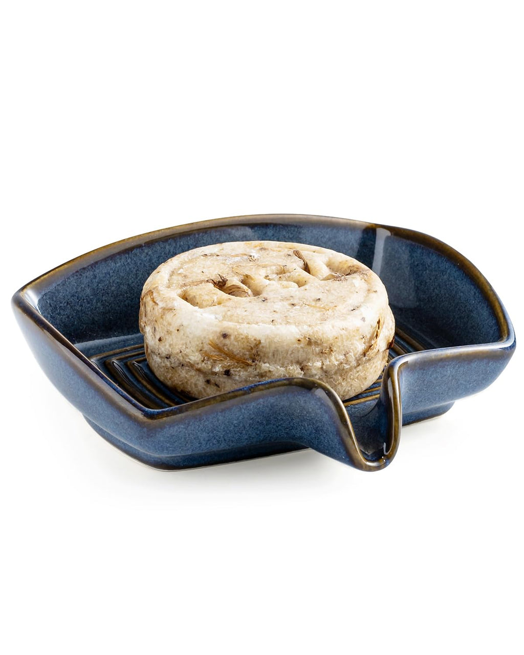 Zoeeker Self Draining Soap Dish, Ceramic Soap Holder with Waterfall Design