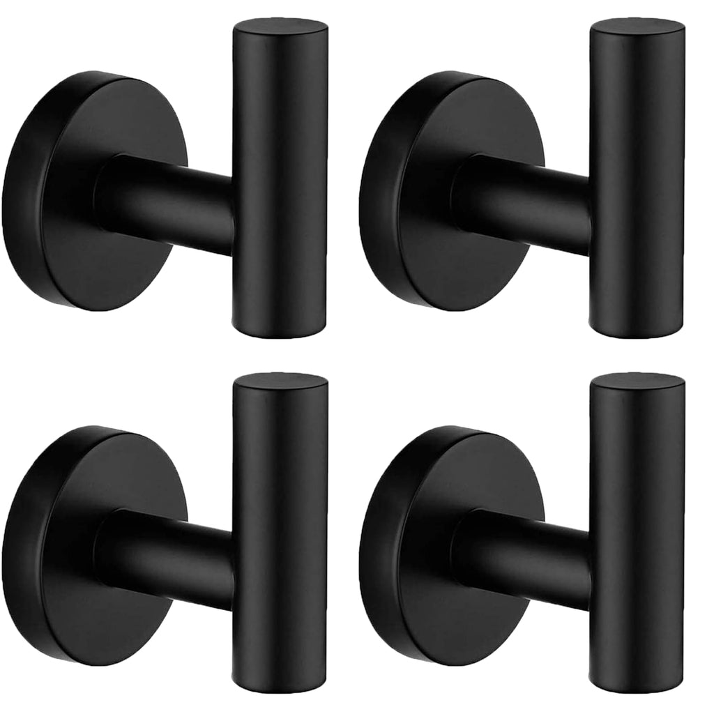 Nolimas Towel Coat Hook Matte Black SUS304 Stainless Steel Bathroom Clothes Cabinet Closet Sponges Robe Hook Wall Mounted Round Kitchen Heavy Duty Door Hanger 2 Packs