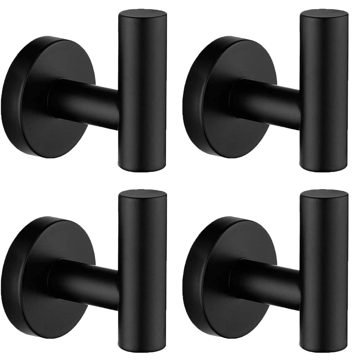 Nolimas Towel Coat Hook Matte Black SUS304 Stainless Steel Bathroom Clothes Cabinet Closet Sponges Robe Hook Wall Mounted Round Kitchen Heavy Duty Door Hanger 2 Packs