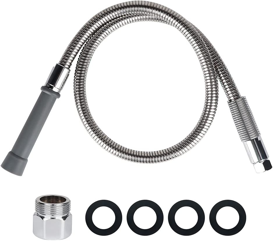 Pre Rinse Spray Hose with Heat Resistant Handle for Restaurant Kitchen Faucet, 44 Inch Commercial Sink Sprayer Hose Replacement B-0044-H Dish Spray Faucet Hose for T&S Brass
