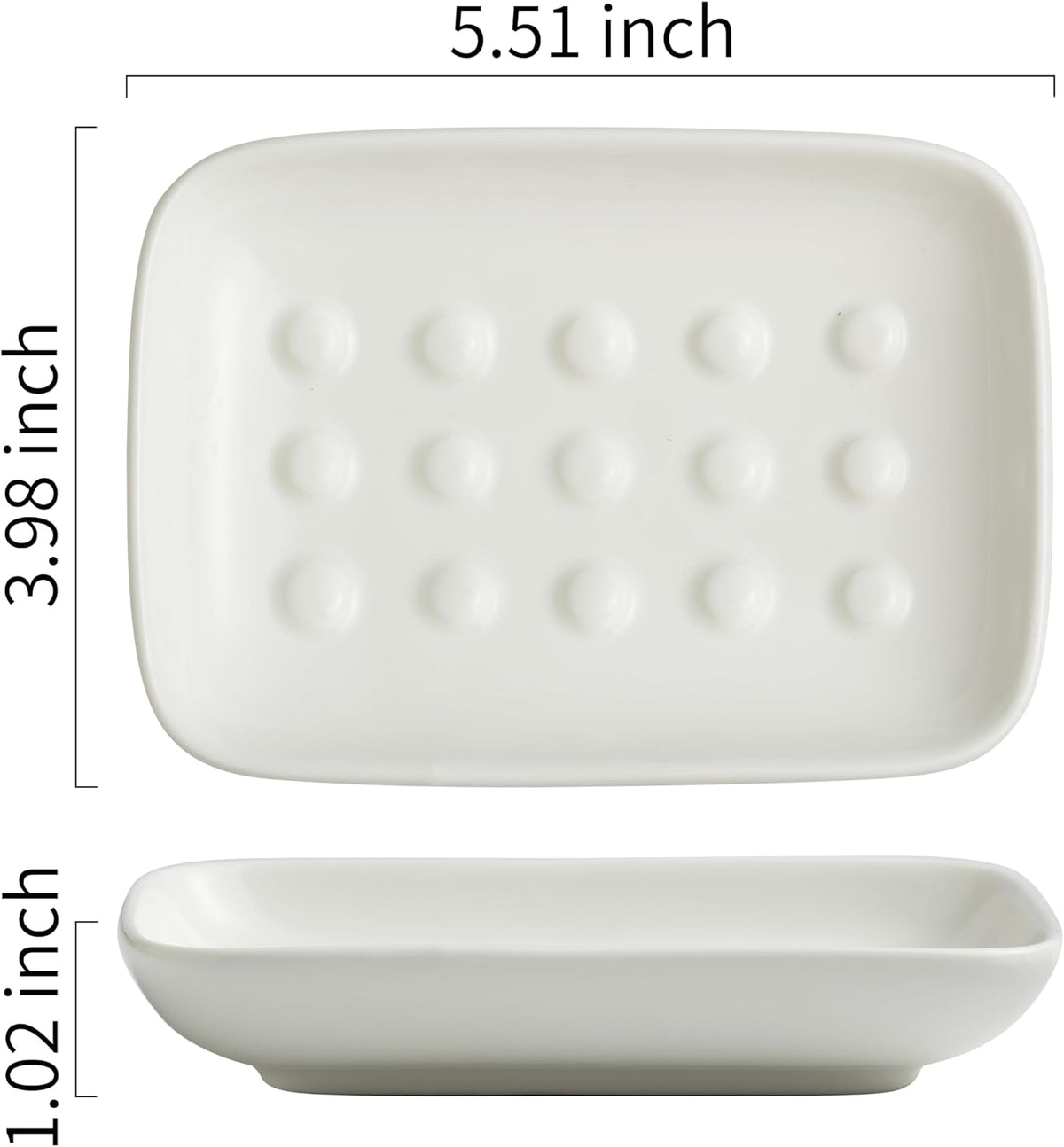 Miamolo Soap Dish, Ceramic Soap Holder Shower Soap Dish for Bar Soap Sponge, Soap Saver Tray for Bathroom Kitchen Sink, White