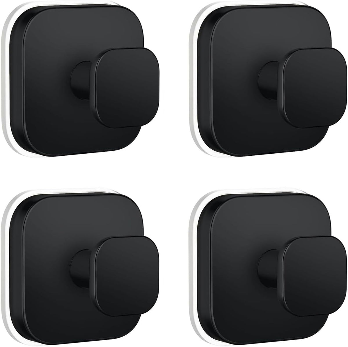 Suction Cup Hooks 4 Pack‑ Heavy‑Duty Shower Suction Hooks (Max Load 15 lbs), Removable Waterproof Towel Hooks for Shower Wall, Bathroom Glass, Window & Kitchen (Black)