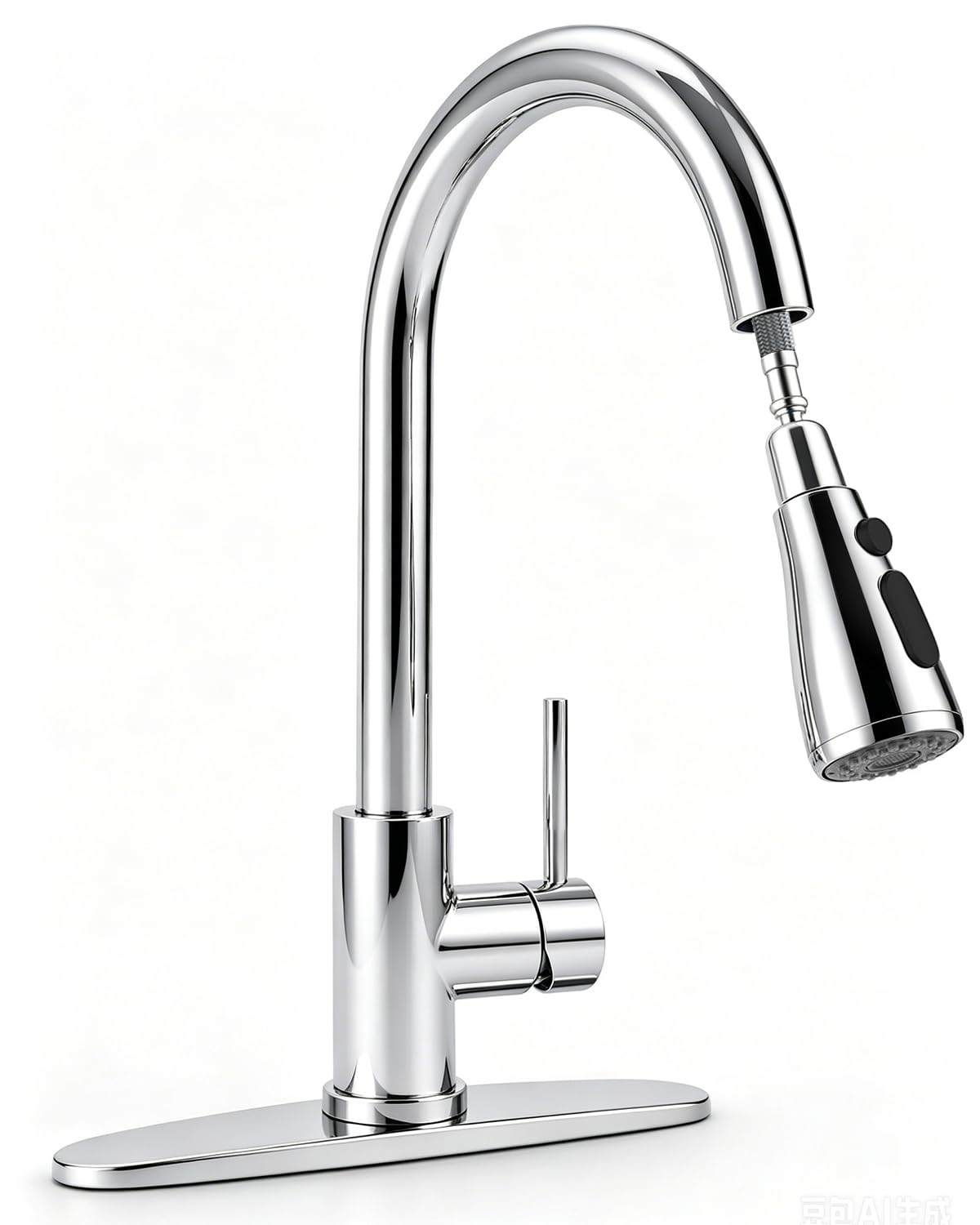 Kitchen Faucet with Cup Washer Pull Down Sprayer Stainless Steel Kitchen Sink Faucet with Deck Plate Glass Rinser Single Hole Brushed Nickel