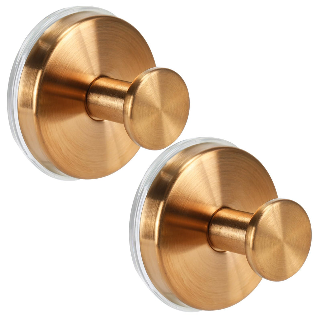 Large Suction Cup Hooks, Heavy Duty 15lb Holds Towel & Robe, No-Drill Shower Bathroom Hooks for Tile Wall Glass Mirror, Mounts on Smooth Non-Porous Surfaces (2 Pack, Brushed Nickel)