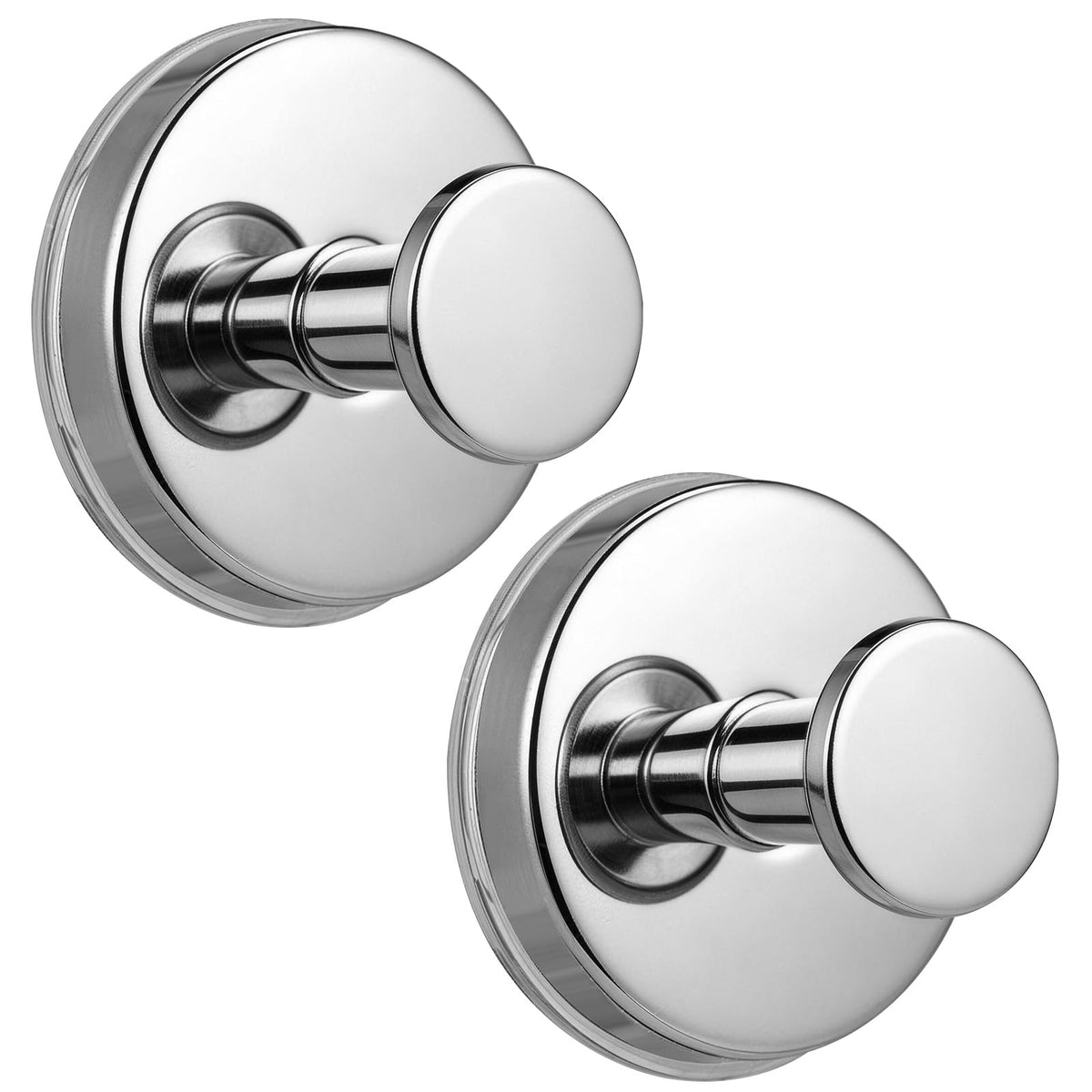 Large Suction Cup Hooks, Heavy Duty 15lb Holds Towel & Robe, No-Drill Shower Bathroom Hooks for Tile Wall Glass Mirror, Mounts on Smooth Non-Porous Surfaces (2 Pack, Brushed Nickel)