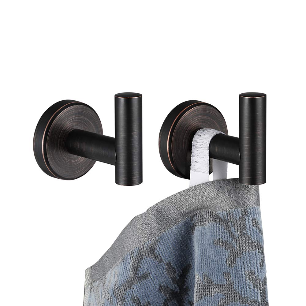 JQK Chrome Bathroom Towel Hook, 304 Stainless Steel Coat Robe Clothes Hook for Bathroom Kitchen Garage Wall Mounted (Pack of 2), TH100-CH-P2