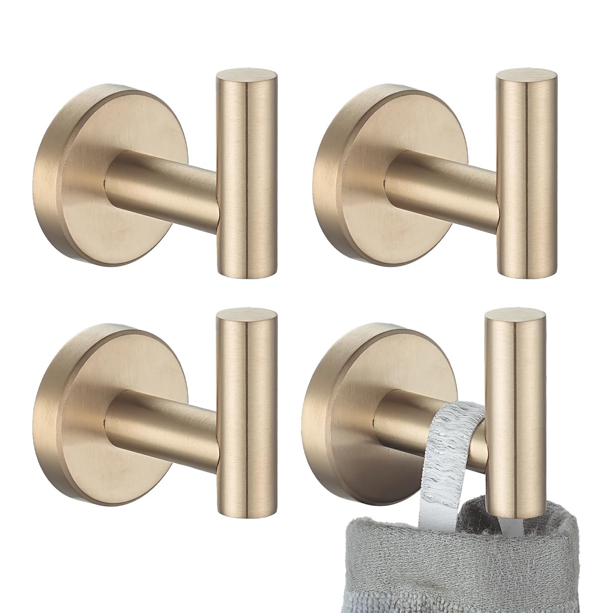 JQK Chrome Bathroom Towel Hook, 304 Stainless Steel Coat Robe Clothes Hook for Bathroom Kitchen Garage Wall Mounted (Pack of 2), TH100-CH-P2
