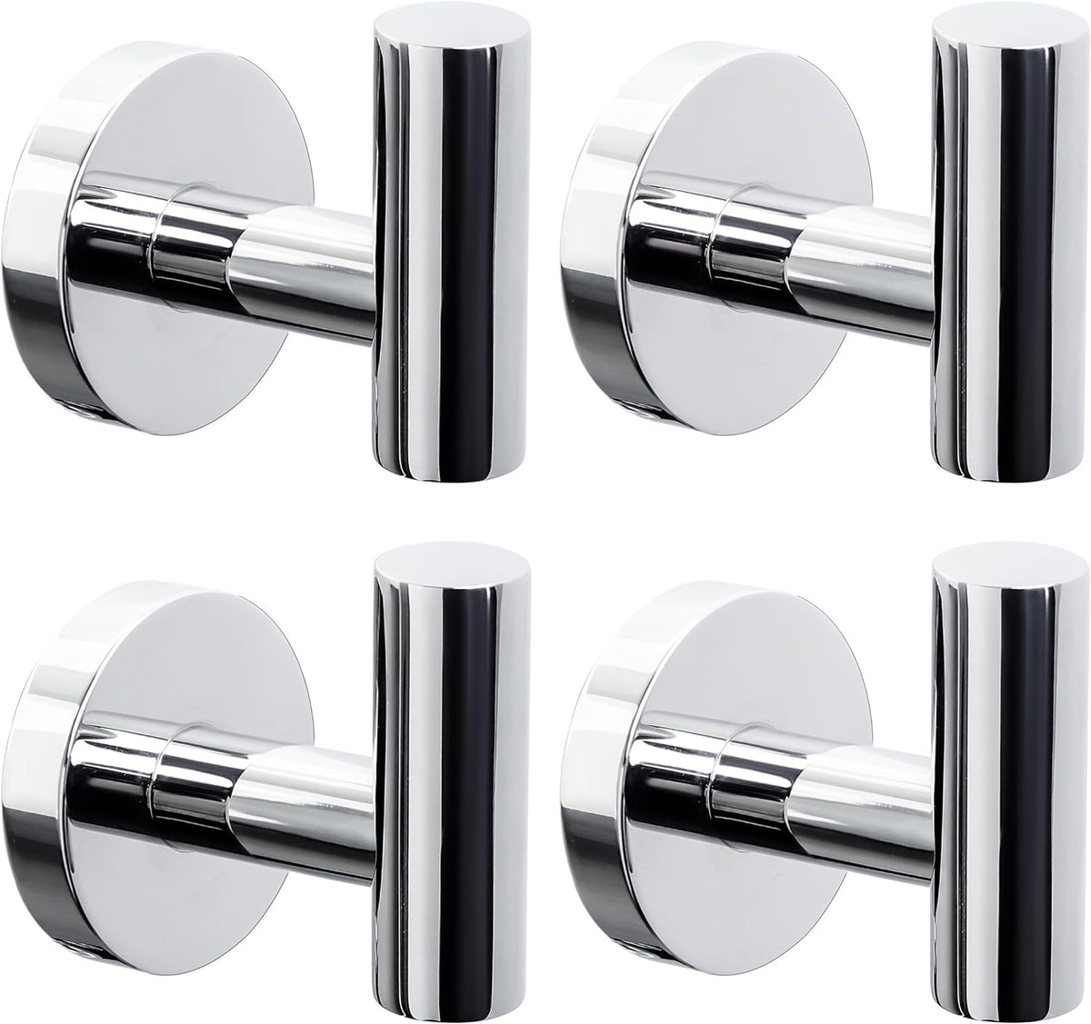 Kruodop Towel Hooks for Bathroom,4 Packs Wall Mount Towel Holder,Black Matte Wall Robe Hook,Stainless Steel Heavy Duty Door Hanger Towel Hook for Kitchen, Bedroom,Hotel,Pool,Coats - Black