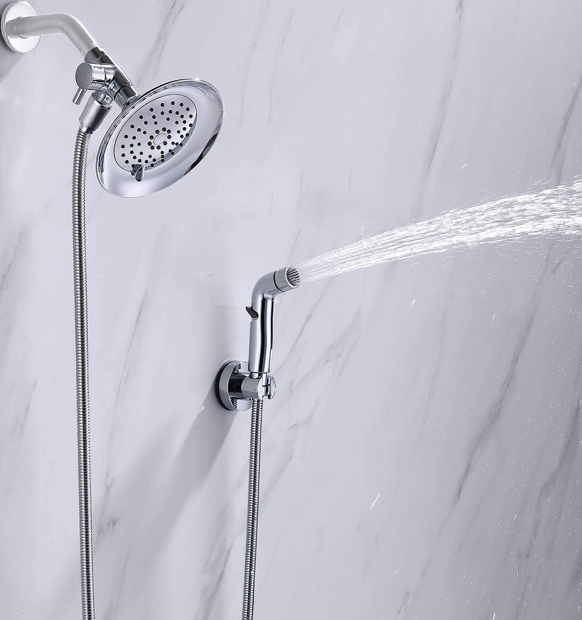 G-Promise 2 Mode Dog Shower Attachment with Extra Long Hose Adhesive Mount