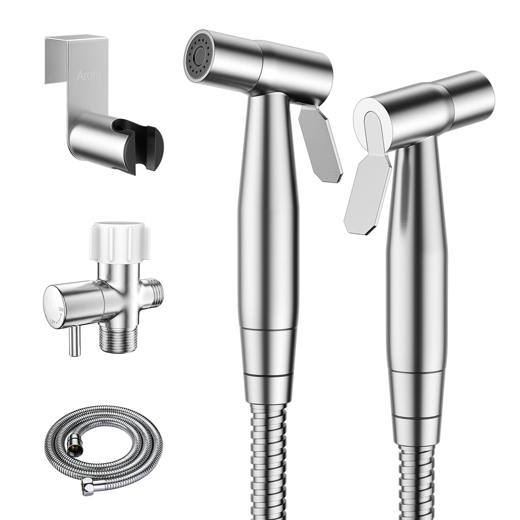 Arofa Handheld Bidet Sprayer, Bidet Attachment for Toilet, Brushed Nickel