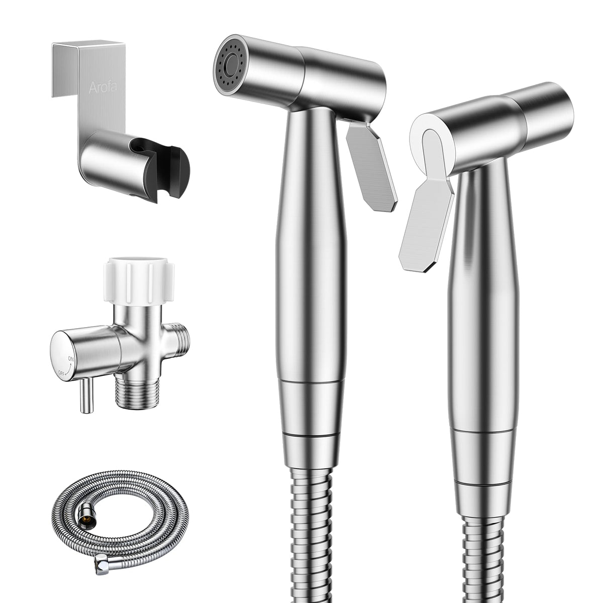 Arofa Handheld Bidet Sprayer, Bidet Attachment for Toilet, Brushed Nickel