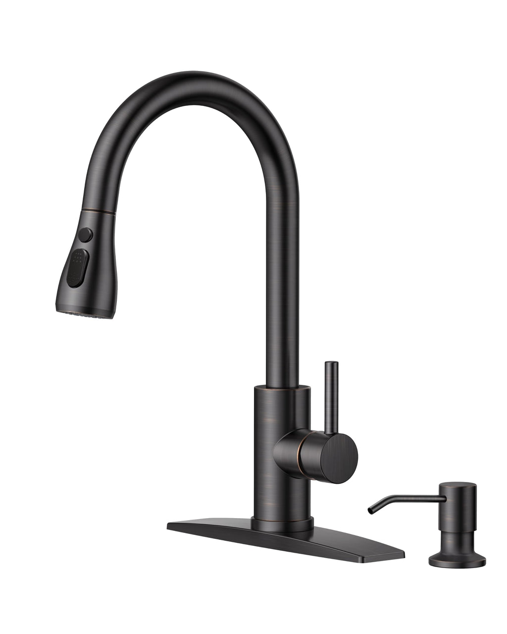 FORIOUS Black Kitchen Faucet with Pull Down Sprayer, High Arc Single Handle