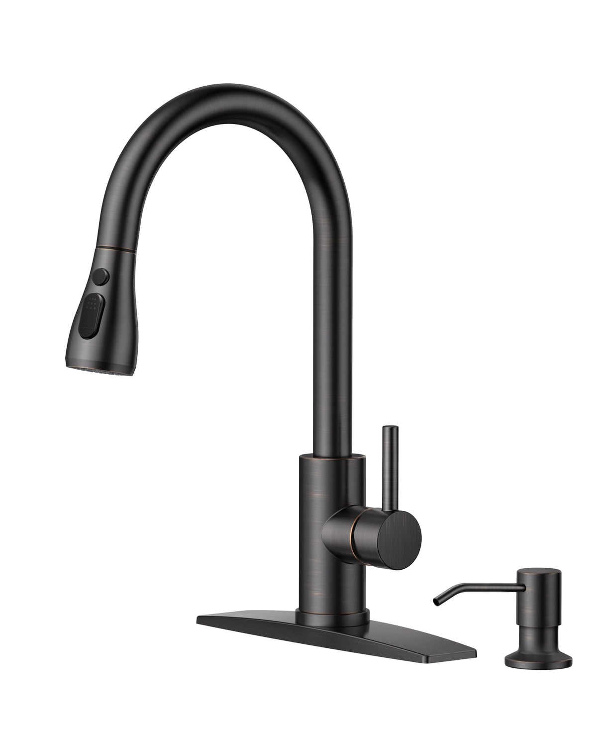 FORIOUS Black Kitchen Faucet with Pull Down Sprayer, High Arc Single Handle