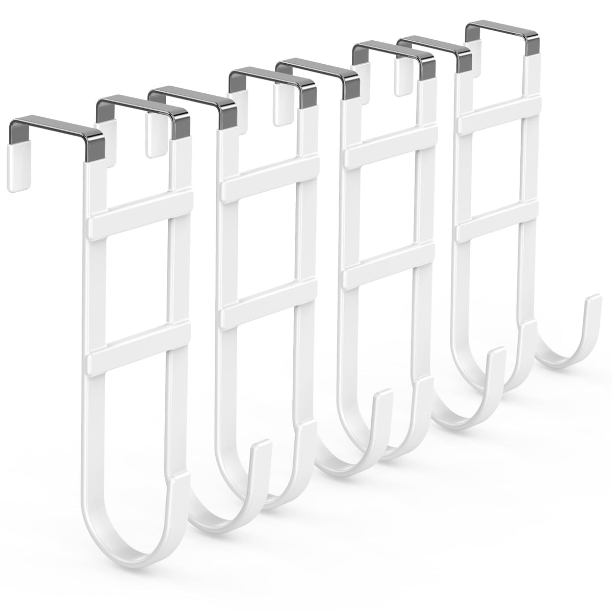 FYY Over the Door Hooks, Single-Hanger 4 Pack, Fits Doors 1 3/8" White