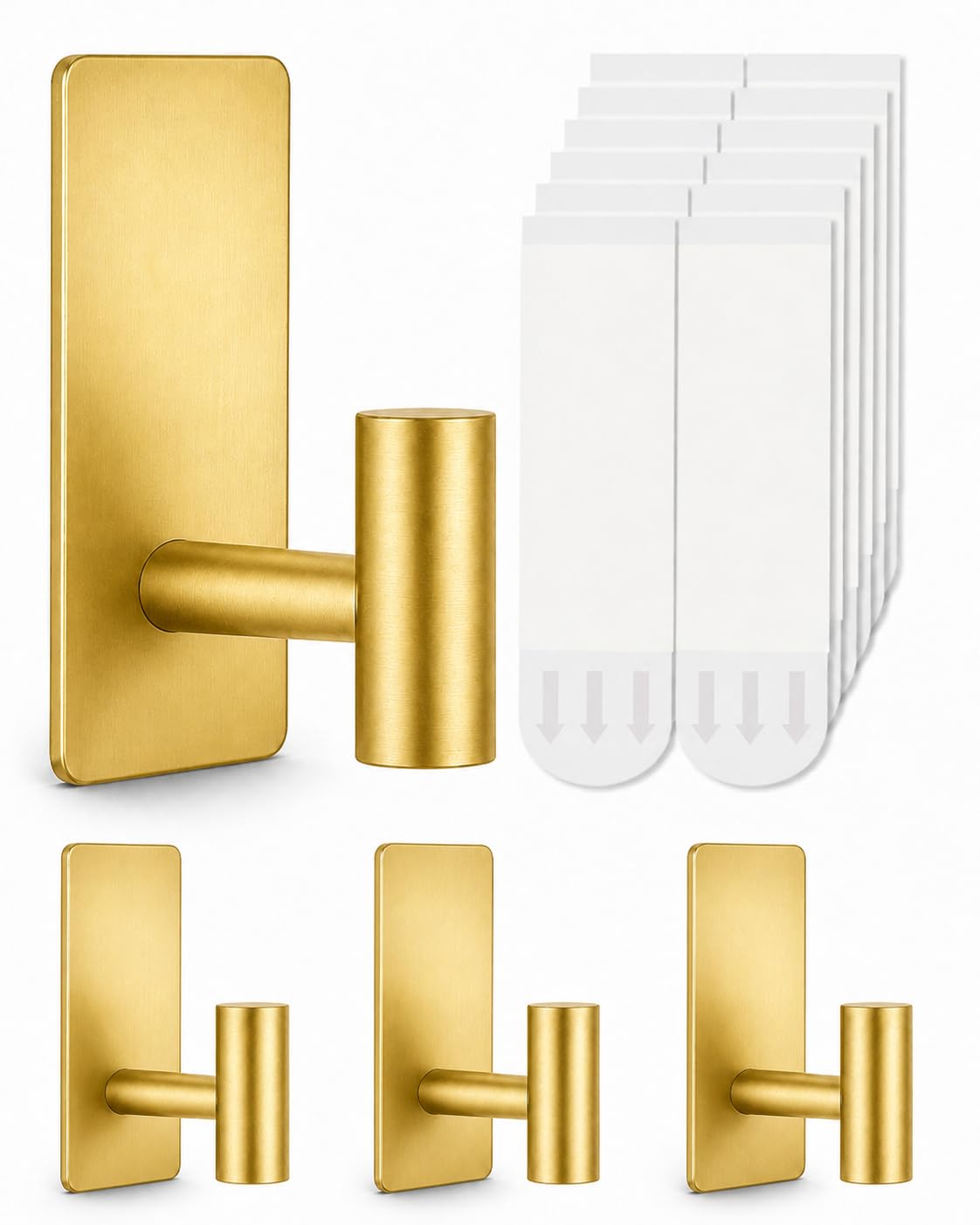 5 Pcs Towel Hooks Heavy Duty for Hanging，Adhesive Wall Hooks with Removable Strips，Sticky No Damage，Outdoor for Bathrooms，Shower，Stockings，Decor，Robe，X-Large，Black 304 Stainless Steel