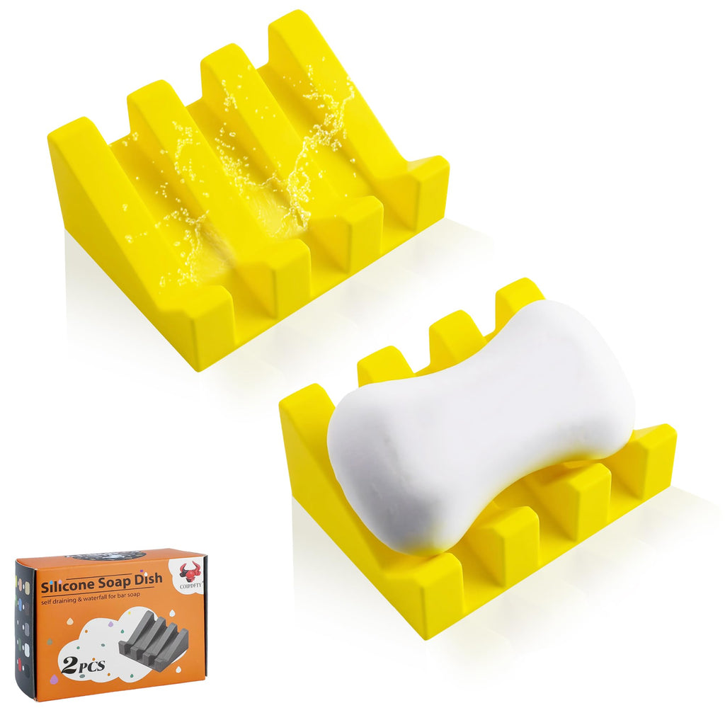 Self Draining Soap Dish Holder,Silicone Soap Dish,for Bathroom,Kitchen, Sponges，Can Extend Soap Life，Keep Soap Bars Dry and Easy Cleaning (White,1-Pack)
